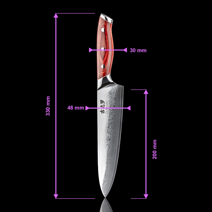 Gudaro - Damaszkuszi séfkés KENSHO 8, 67 rétegű acélból, hossza 20 cm