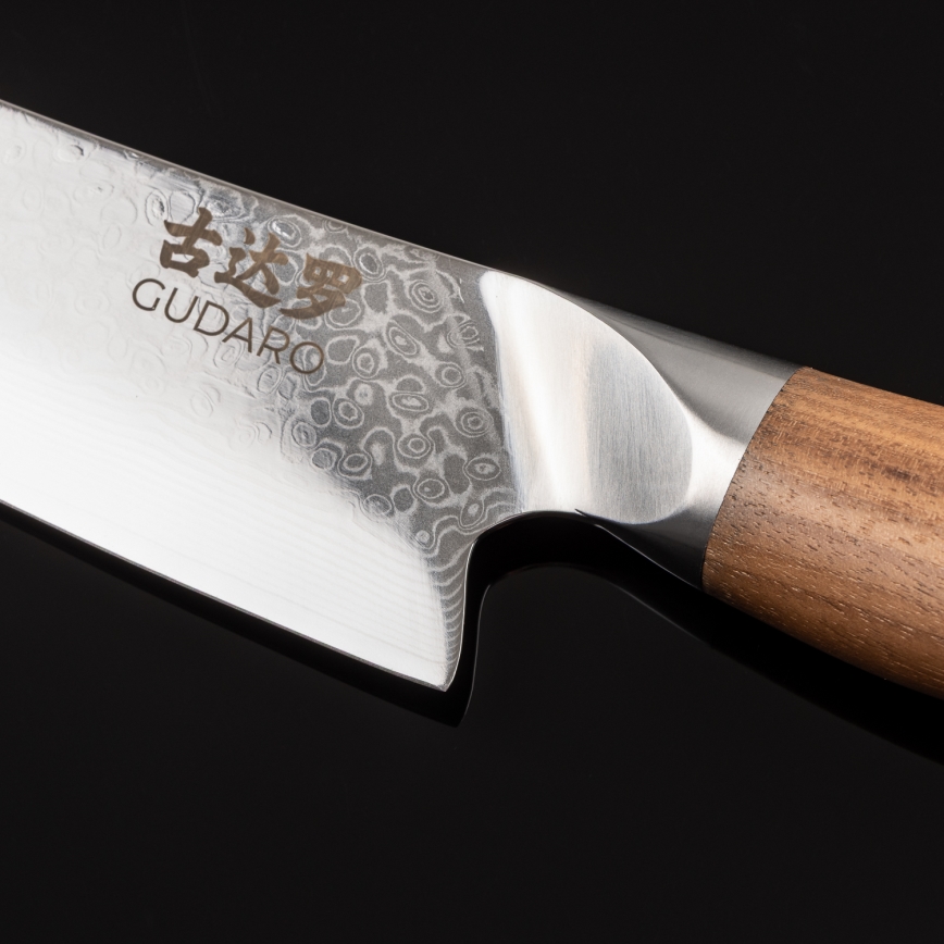 Gudaro - Damaszkuszi séfkés TAKUMI 8, 67 rétegű acél, hossza 20 cm, diófa