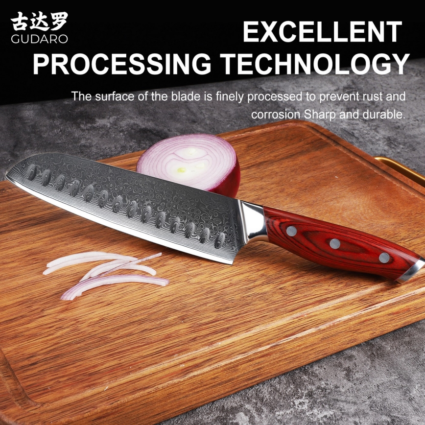 Gudaro – KENSHO 7 részes akácfa konyhakés-készlet állvánnyal