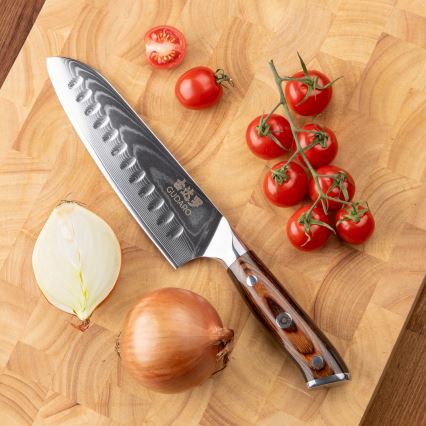 Gudaro - SZETT 1x Damaszkuszi séfkés FENG 8, 67 rétegű acélból, hossz 20 cm + 1x damaszkuszi Santoku konyhakés FENG 7,5, 67 rétegű acélból, hossz 18 cm + 1x INGYENES damaszkuszi gyümölcskés FENG 3,5, 67 rétegű acélból, hossz 9,5 cm