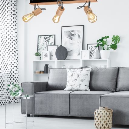 Fali lámpa GUSTAVO 3xE27/60W/230V bükk