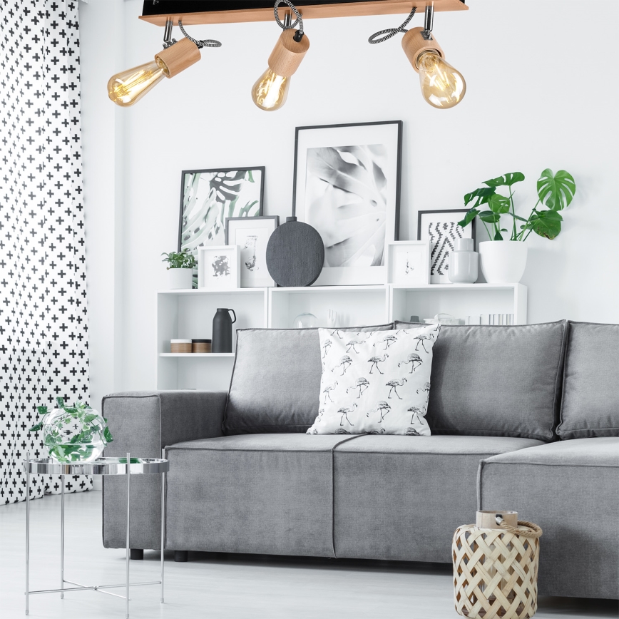 Fali lámpa GUSTAVO 3xE27/60W/230V bükk