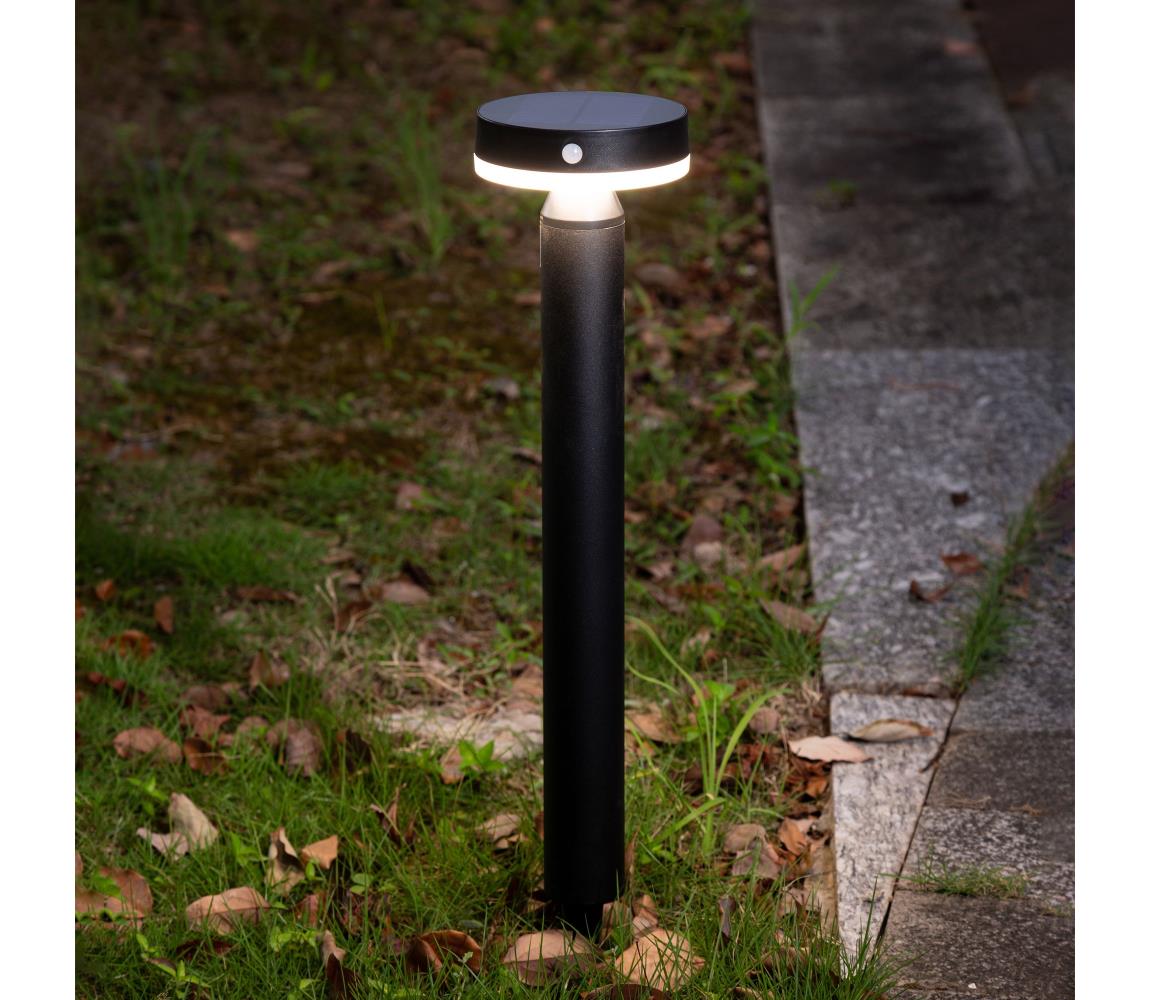 GWINEA LED/4,5W/3,7V 2000 mAh 50 cm IP44 fekete napelemes LED lámpa érzékelővel 329790