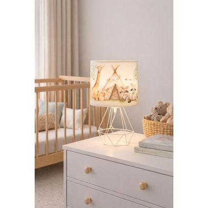 Gyerek asztali lámpa KIDS ROOM 1xE27/60W/230V, átmérő 18 cm, állatfigurás