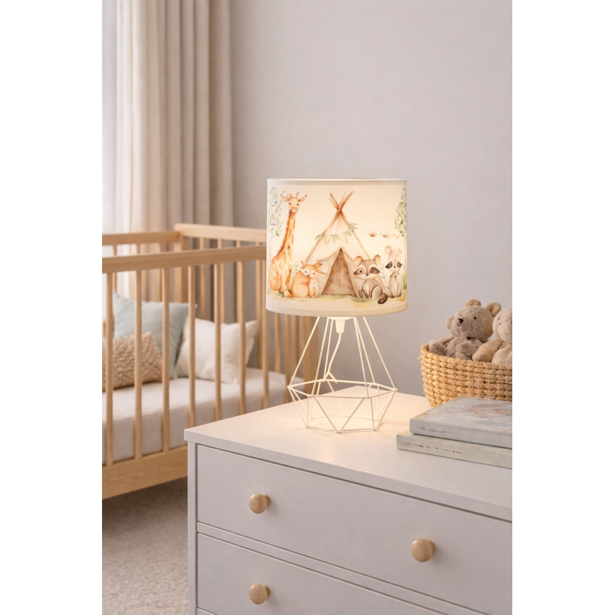 Gyerek asztali lámpa KIDS ROOM 1xE27/60W/230V, átmérő 18 cm, állatfigurás