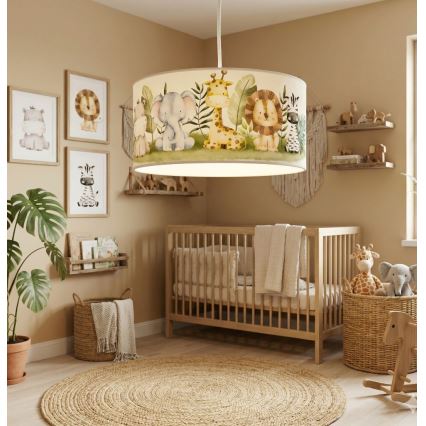 Gyerek csillár KIDS ROOM 1xE27/60W/230V Ø 40 cm dzsungel mintás