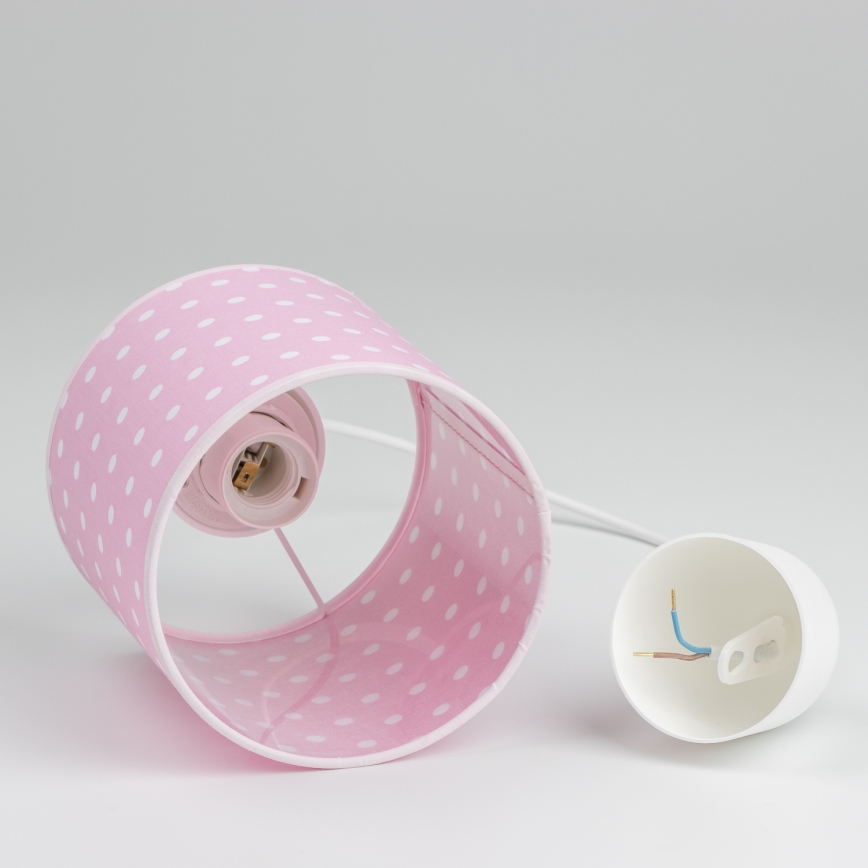 Gyerek csillár zsinóron DOTS 1xE27/15W/230V átm. 15 cm rózsaszín