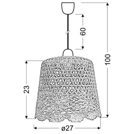 Gyerek csillár zsinóron NONNA 1xE27/60W/230V rózsaszín