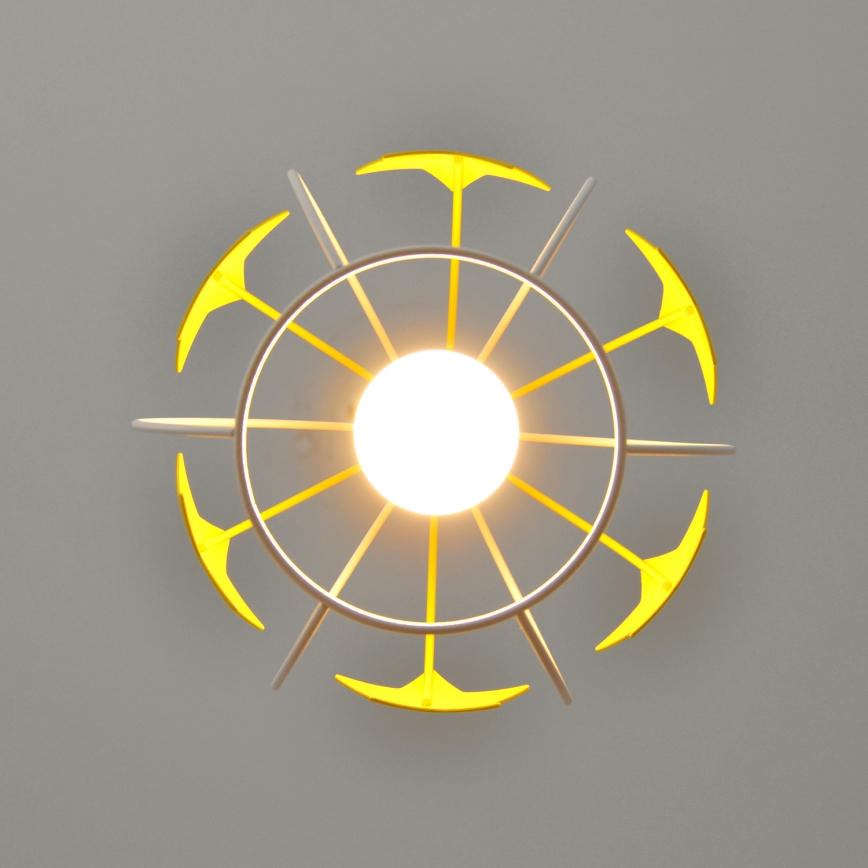 Gyerek csillár zsinóron STARS 1xE27/15W/230V sárga/fehér