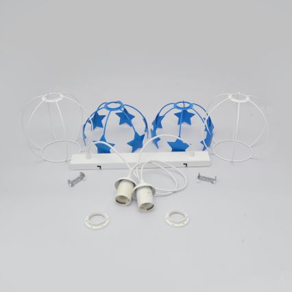 Gyerek csillár zsinóron STARS 2xE27/15W/230V kék/fehér