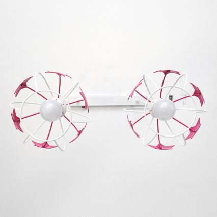 Gyerek csillár zsinóron STARS 2xE27/15W/230V rózsaszín/fehér