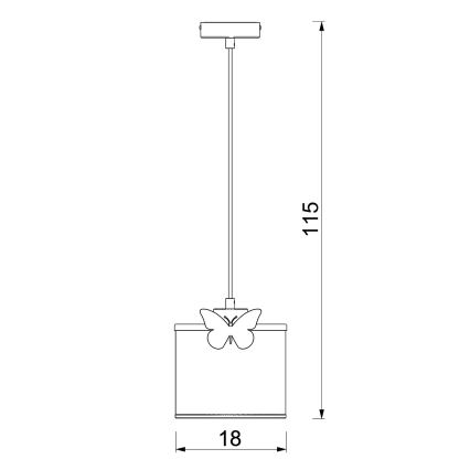 Gyerek csillár zsinóron SWEET 1xE27/15W/230V fehér/rózsaszín/pillangó