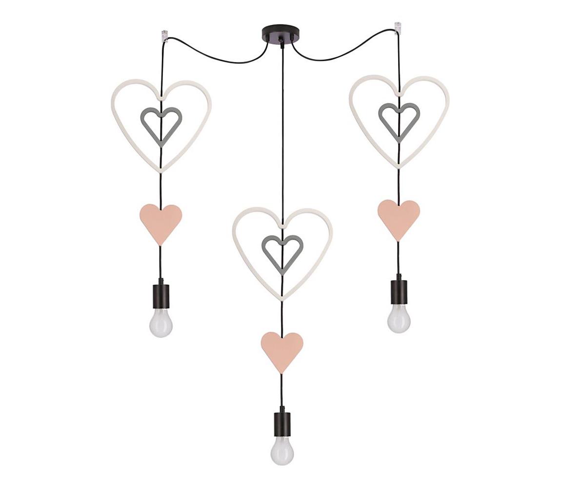 Gyerek csillár zsinóron TRIO 3xE27/20W/230V rózsaszín/fehér/szürke 33