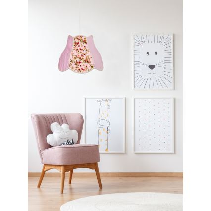 Gyerek csillár zsinóron ZUZA 1xE27/60W/230V rózsaszín