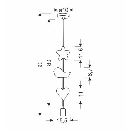 Gyerek csillár zsinórral TRIO 1xE27/20W/230V rózsaszín/fehér
