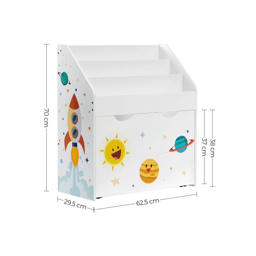 Gyermek könyvespolc fiókkal ANET fehér