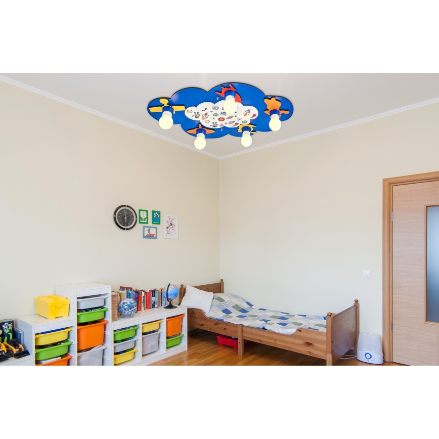Gyerek mennyezeti lámpa LUCCA 5xE27/24W/230V kék