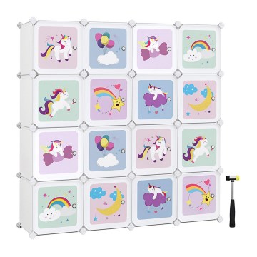 Gyerek moduláris szekrény színes tárolódobozokkal ANET