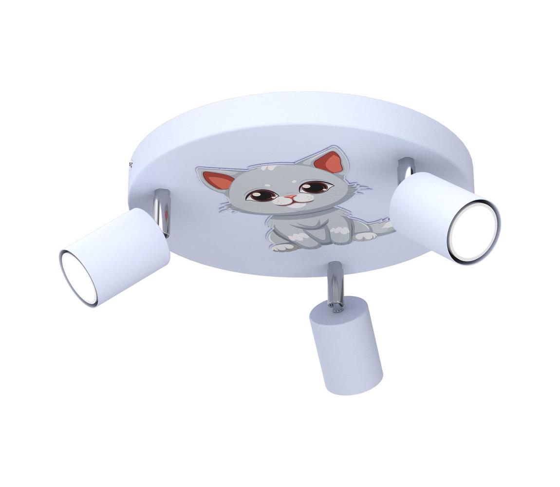 Gyerek spotlámpa FUN 3xGU10/8W/230V kék/macska 9325