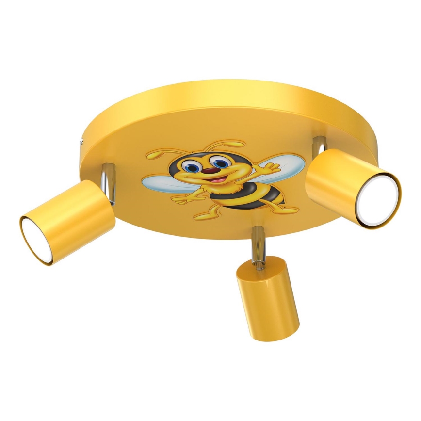 Gyerek spotlámpa FUN 3xGU10/8W/230V sárga/méhecske
