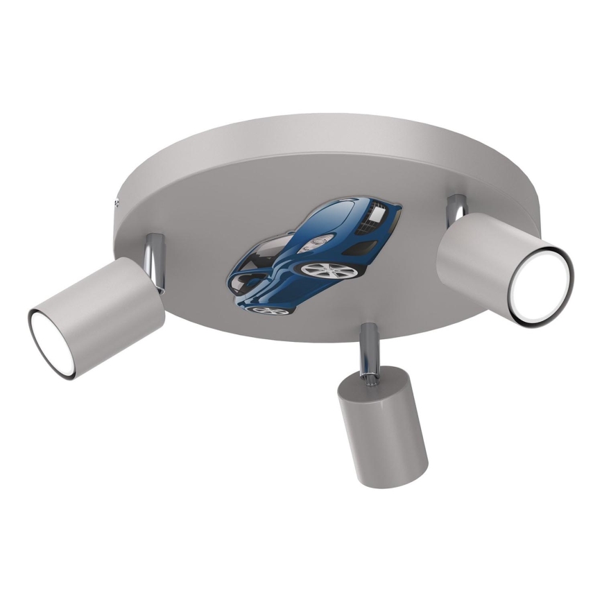 Gyerek spotlámpa FUN 3xGU10/8W/230V szürke/autó