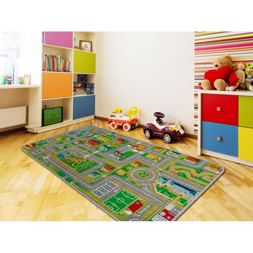 Gyerek szőnyeg PLAYTOWN 200x280 cm színes/városmintás