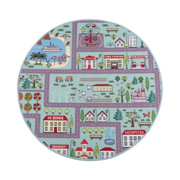 Gyerek szőnyeg STELLA STREETS 120 cm türkiz/város