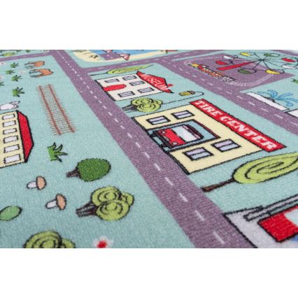 Gyerek szőnyeg STELLA STREETS 120x170 cm türkiz/városmintás