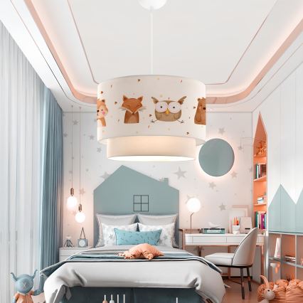 Gyerekszoba csillár CANDY 1xE27/40W/230V fehér/barna