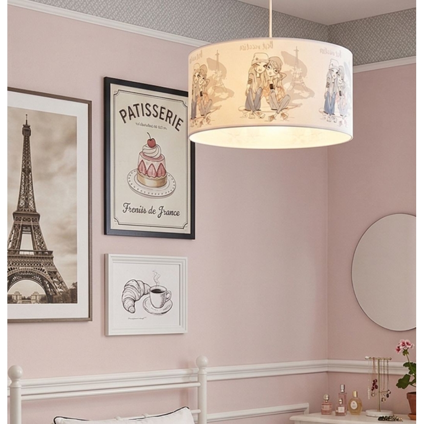 Gyerekszoba csillár GIRLS VIBES 1x E27/60W/230V Ø 40 cm Paris