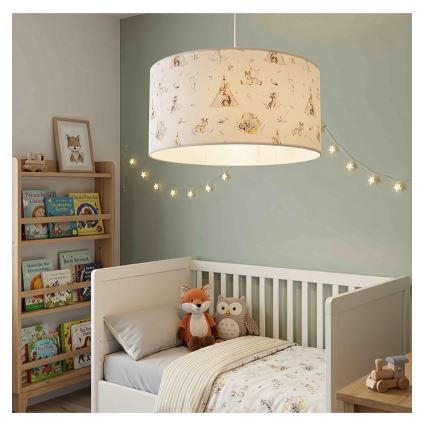 Gyerekszoba csillár KIDS ROOM 1xE27/60W/230V átm. 40 cm, állatfigurákkal