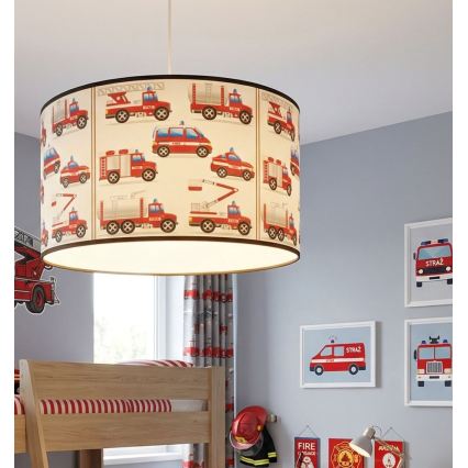 Gyerekszoba csillár KIDS ROOM 1xE27/60W/230V, átmérő 40 cm, tűzoltók