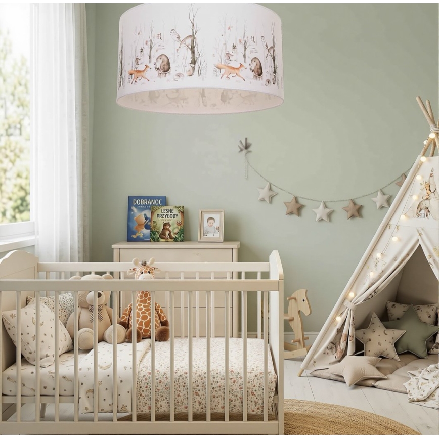 Gyerekszoba mennyezeti lámpa KIDS ROOM, 1xE27/60W/230V, Ø 40 cm, állatfigurás