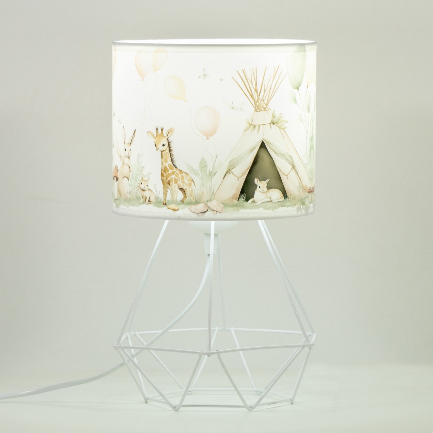 Gyerekszobai asztali lámpa KIDS ROOM 1xE27/60W/230V, átmérő 18 cm, állatfigurás