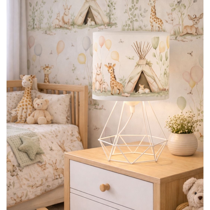 Gyerekszobai asztali lámpa KIDS ROOM 1xE27/60W/230V, átmérő 18 cm, állatfigurás