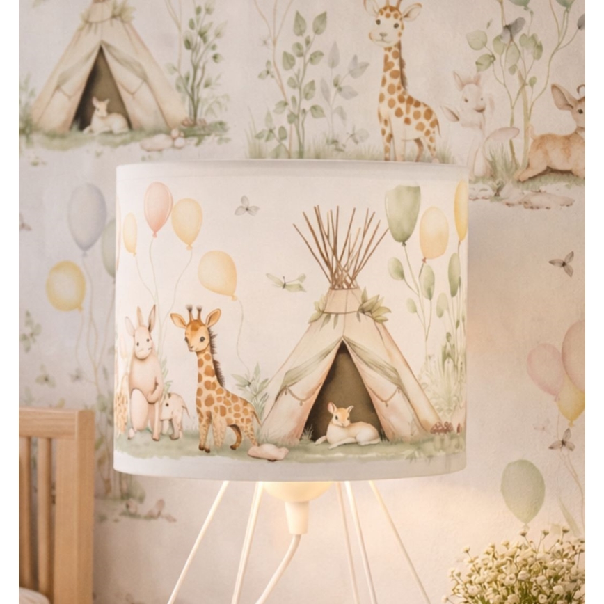 Gyerekszobai asztali lámpa KIDS ROOM 1xE27/60W/230V, átmérő 18 cm, állatfigurás