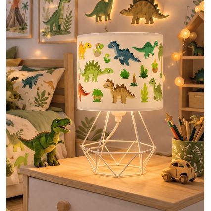 Gyerekszobai asztali lámpa KIDS ROOM 1xE27/60W/230V Ø 18 cm dinoszaurusz