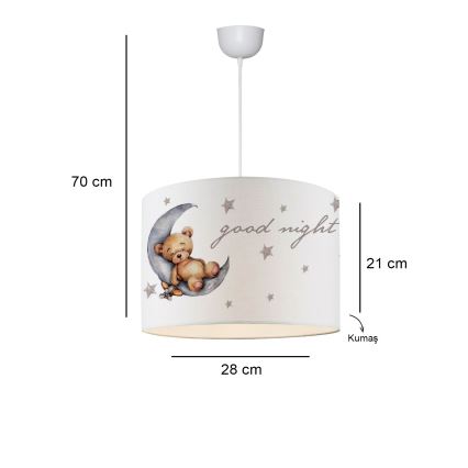 Gyerekszobai csillár CANDY 1xE27/40W/230V fehér/barna