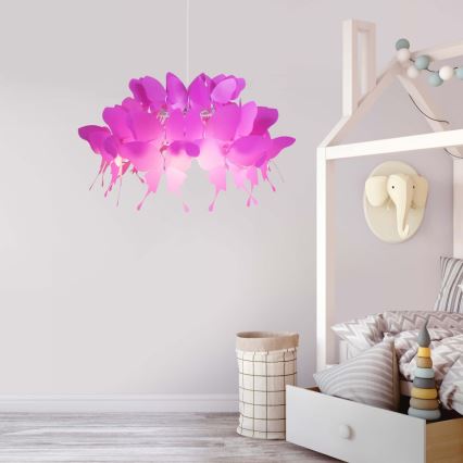 Gyerekszobai csillár FARFALLA 1xE27/60W/230V rózsaszín