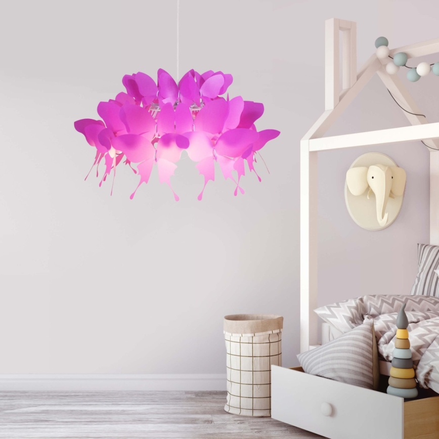 Gyerekszobai csillár FARFALLA 1xE27/60W/230V rózsaszín