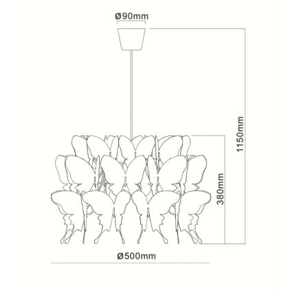 Gyerekszobai csillár FARFALLA 1xE27/60W/230V rózsaszín