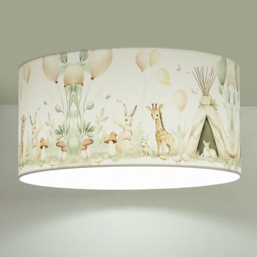 Gyerekszobai mennyezeti lámpa KIDS ROOM 1xE27/60W/230V, átmérő 40 cm, állatfigurás