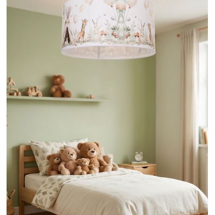 Gyerekszobai mennyezeti lámpa KIDS ROOM 1xE27/60W/230V, átmérő 40 cm, állatfigurás