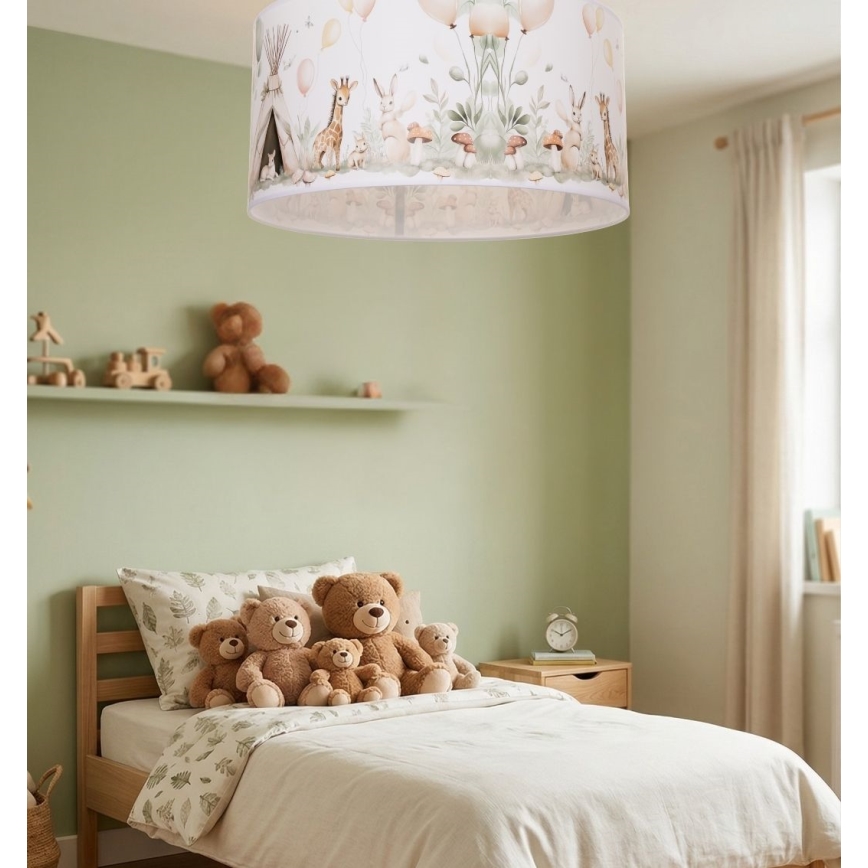 Gyerekszobai mennyezeti lámpa KIDS ROOM 1xE27/60W/230V, átmérő 40 cm, állatfigurás