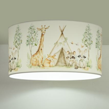 Gyerekszobai mennyezeti lámpa KIDS ROOM 1xE27/60W/230V, átmérő 40 cm, állatmintás