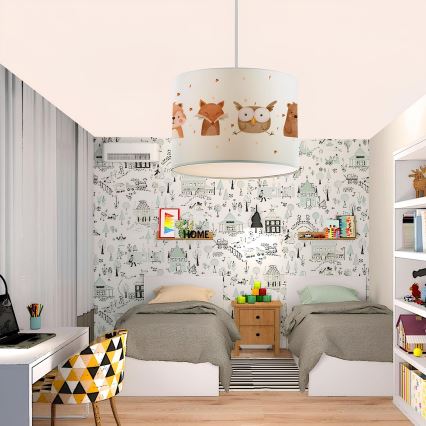 Gyermek csillár CANDY 1xE27/40W/230V fehér/barna