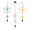 Gyermek csillár kábellel TRIO 3xE27/20W/230V kék/rózsaszín/sárga