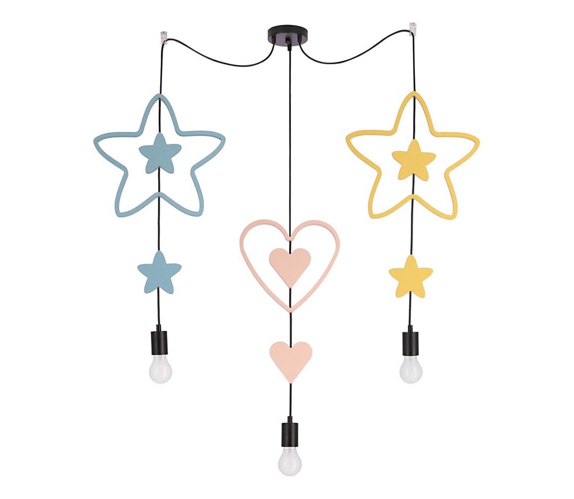 Gyermek csillár kábellel TRIO 3xE27/20W/230V kék/rózsaszín/sárga 33