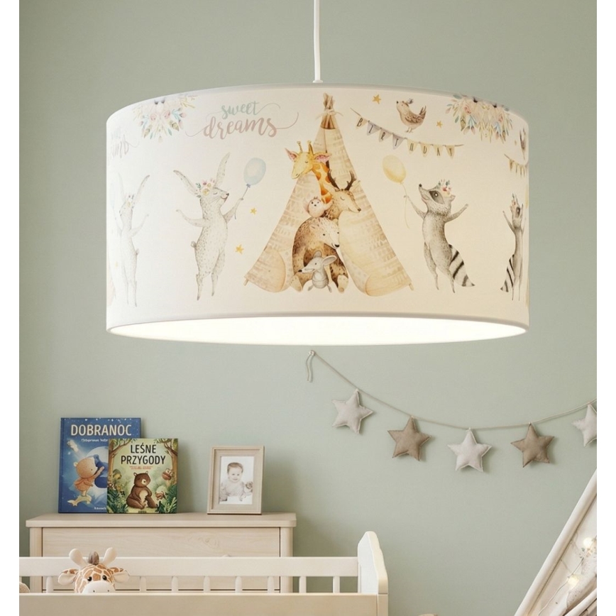 Gyermek csillár KIDS ROOM 1xE27/60W/230V, átm. 40 cm, állatmintás