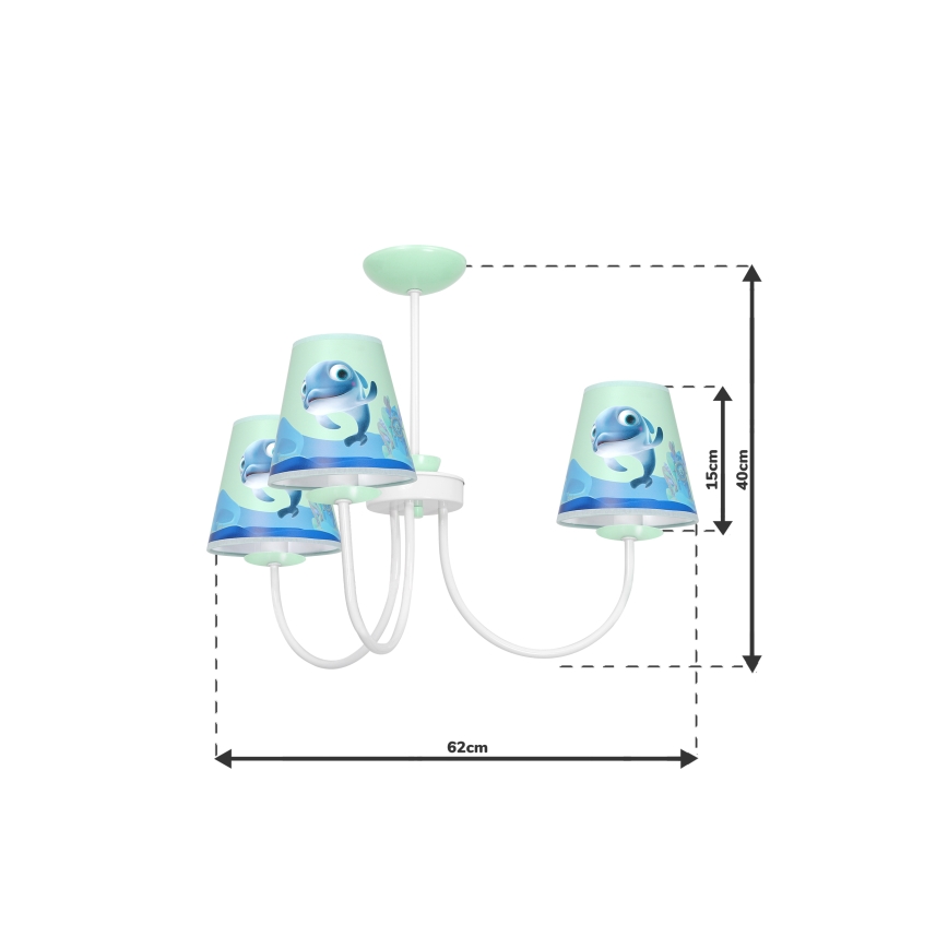 Gyermek csillár rúdon DOLPHIN 3xE14/40W/230V